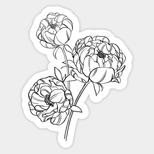 Peony Line Art Sticker